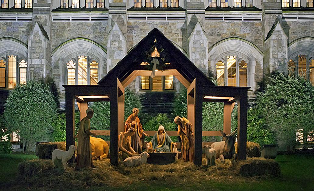 林登巷巴普斯特图书馆旁的耶稣诞生场景.
